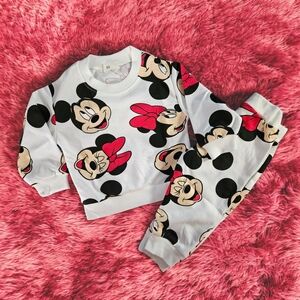 3T Kids Mickey Mouse Toddler Pajama Set Longsleeve & Sweatpants Mickey & Minnie